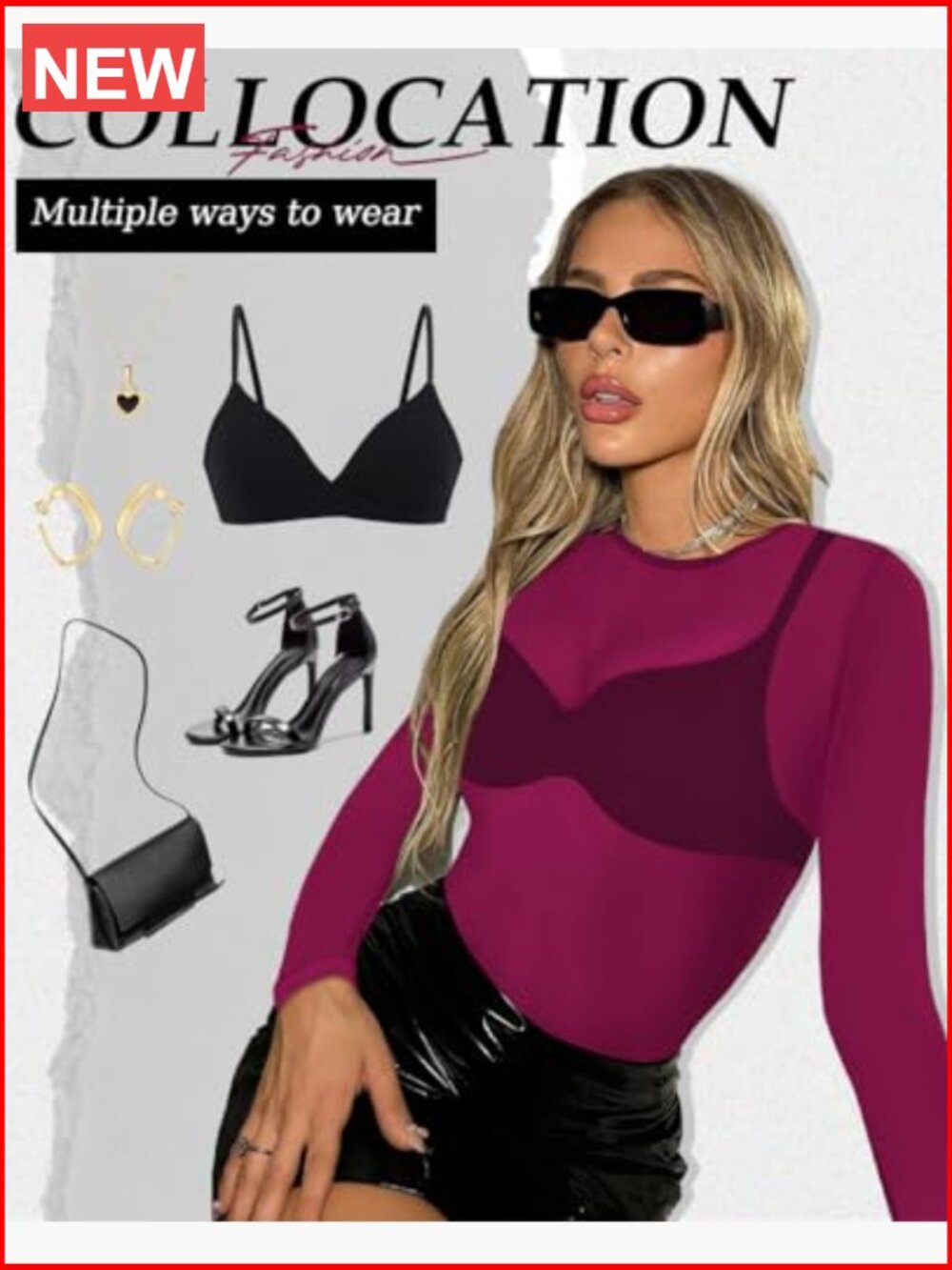 Mesh See Through Long Sleeve Bodycon Sheer Blouse Clubwear - Picture 4 of 7